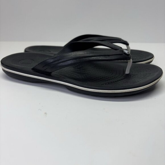 NWOT Crocs Crocband Flip Flops Mens 7 Women’s 9 SANDAL THONG SHOWER BEACH Black - Picture 6 of 9